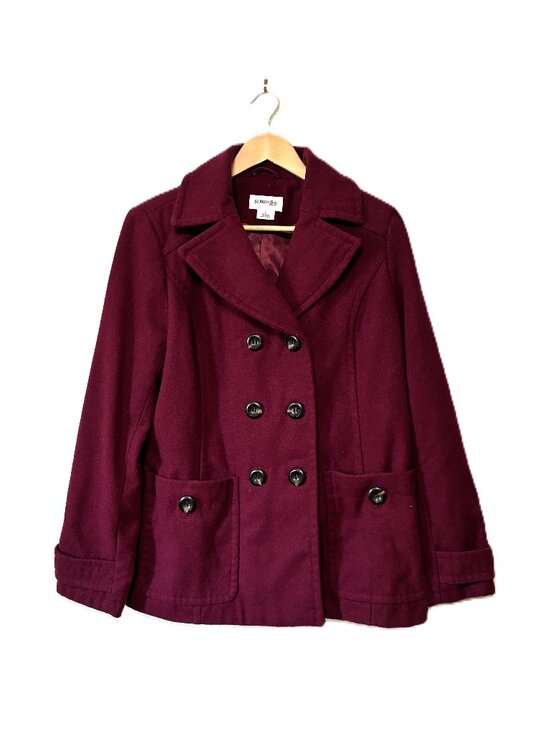 St. John's Bay Jackets & Blazers - St John's Bay Burgundy Peacoat, Size L